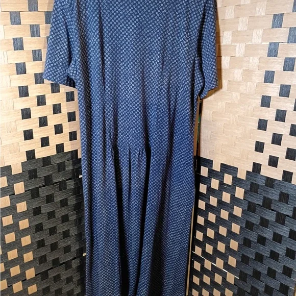90s Vintage Dress Barn Elisabeth Blue Ditsy Floral Midi Dress 100% Cotton Size 3 - Picture 4 of 11